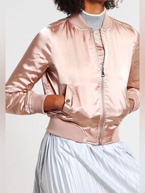 Topshop Pink Bomber Jacket Satin Finish